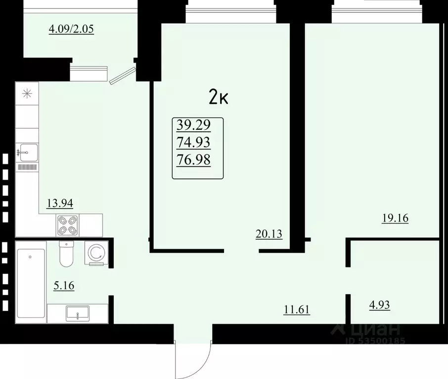 2-к кв. Самарская область, Самара Эстетика жилой комплекс (76.98 м) - Фото 1