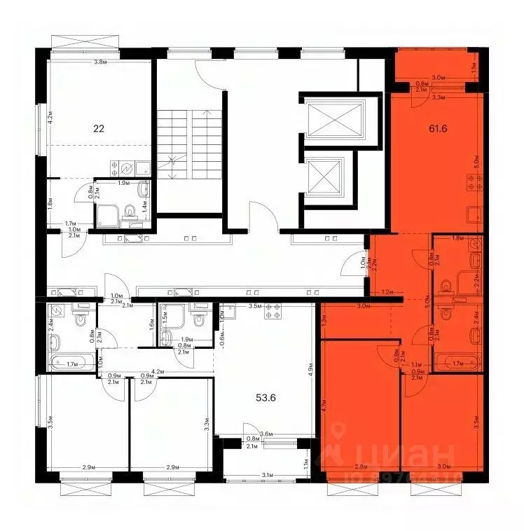 2-к кв. Татарстан, Казань Сиберово жилой комплекс, 1 (61.6 м) - Фото 2