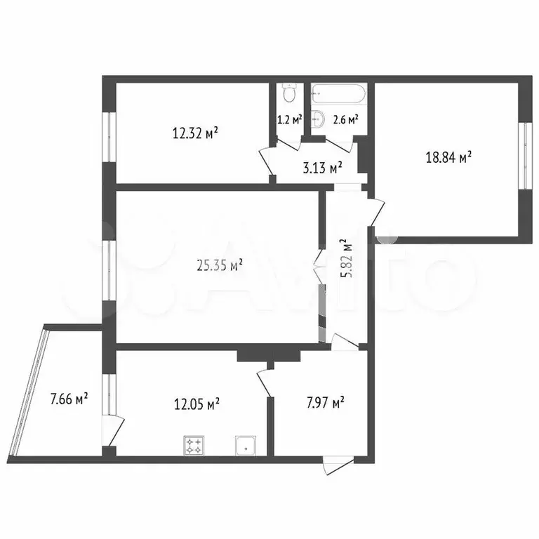 3-к. квартира, 90 м, 3/14 эт. - Фото 0
