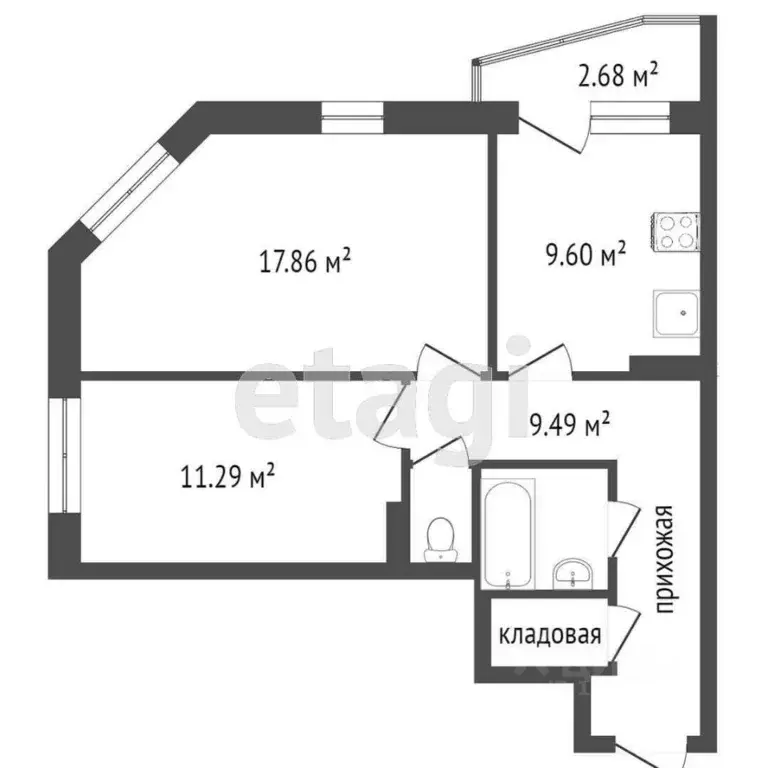 2-к кв. Воронежская область, Воронеж наб. Максима Горького, 49Б (72.7 ... - Фото 2