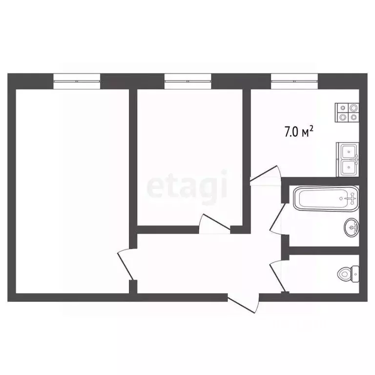 2-к кв. Владимирская область, Муром Пролетарская ул., 3 (43.3 м) - Фото 0