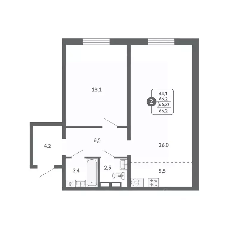 2-к кв. Кировская область, Киров ул. Потребкооперации, 34 (66.2 м) - Фото 1
