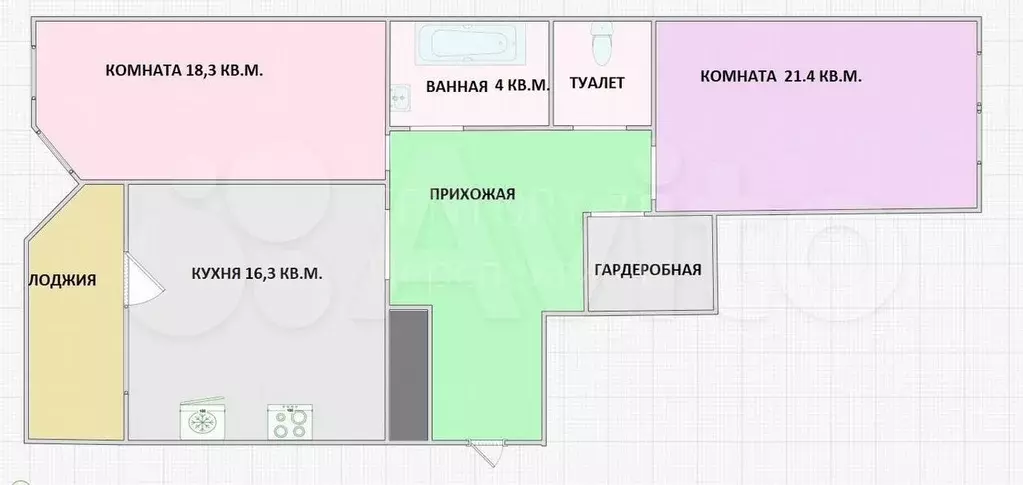 2-к. квартира, 77,5 м, 7/17 эт. - Фото 0