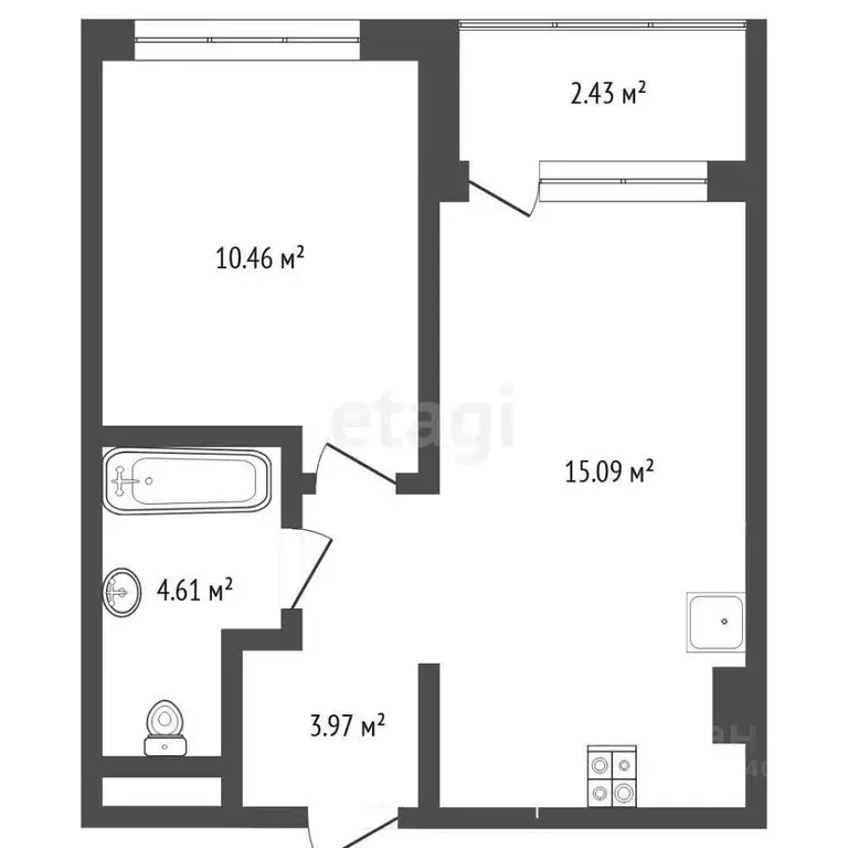 1-к кв. Тюменская область, Тюмень ул. Анатолия Клиндюка, 3 (35.0 м) - Фото 1