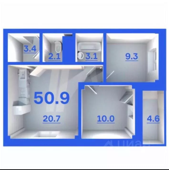 2-к кв. Псковская область, Псковский район, Завеличенская волость, д. ... - Фото 1