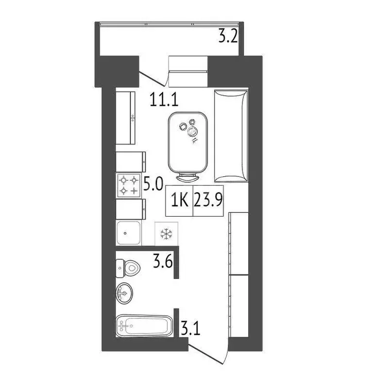 Продаётся квартира-студия, 23.8 м - Фото 0