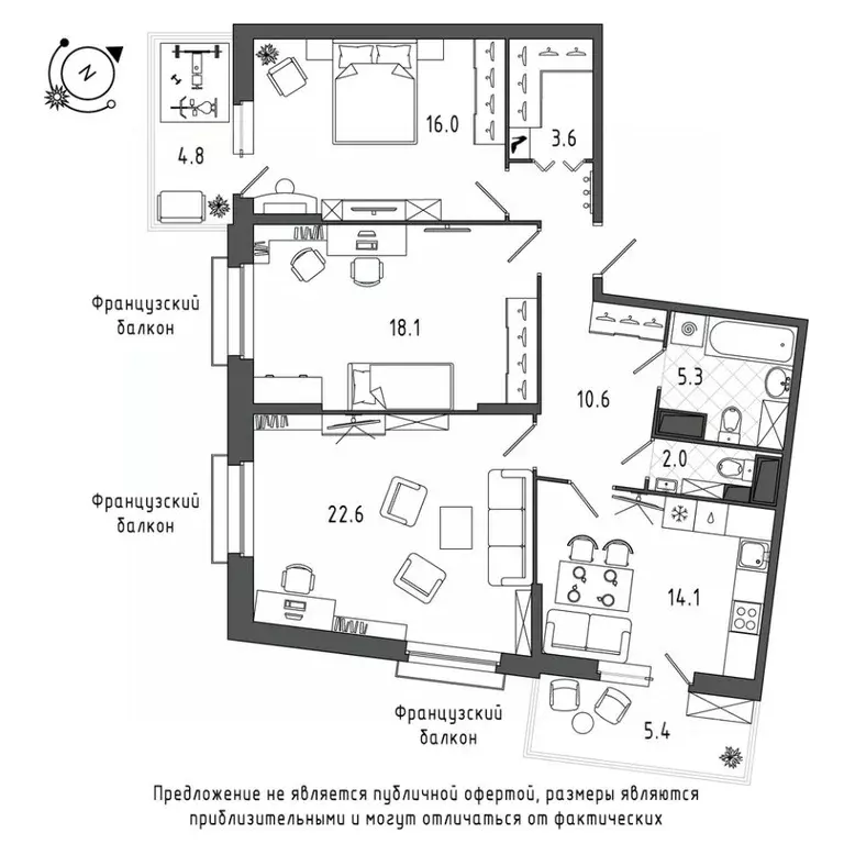 3-к кв. Санкт-Петербург Черниговская ул., 17 (96.8 м) - Фото 0