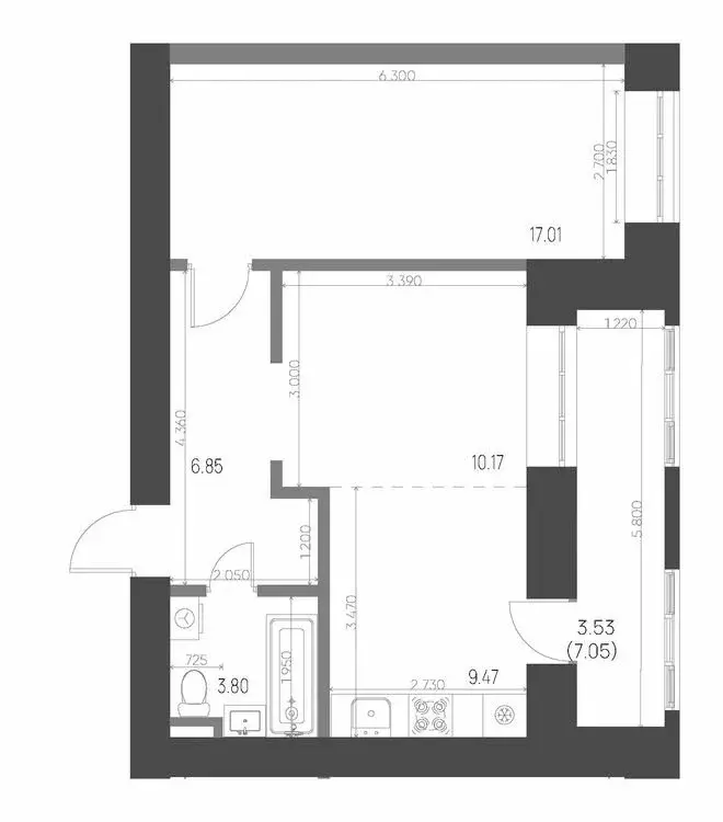 2-комнатная квартира: Нижнекамск, 15-й микрорайон, ЖК Калина (50.83 м) - Фото 0