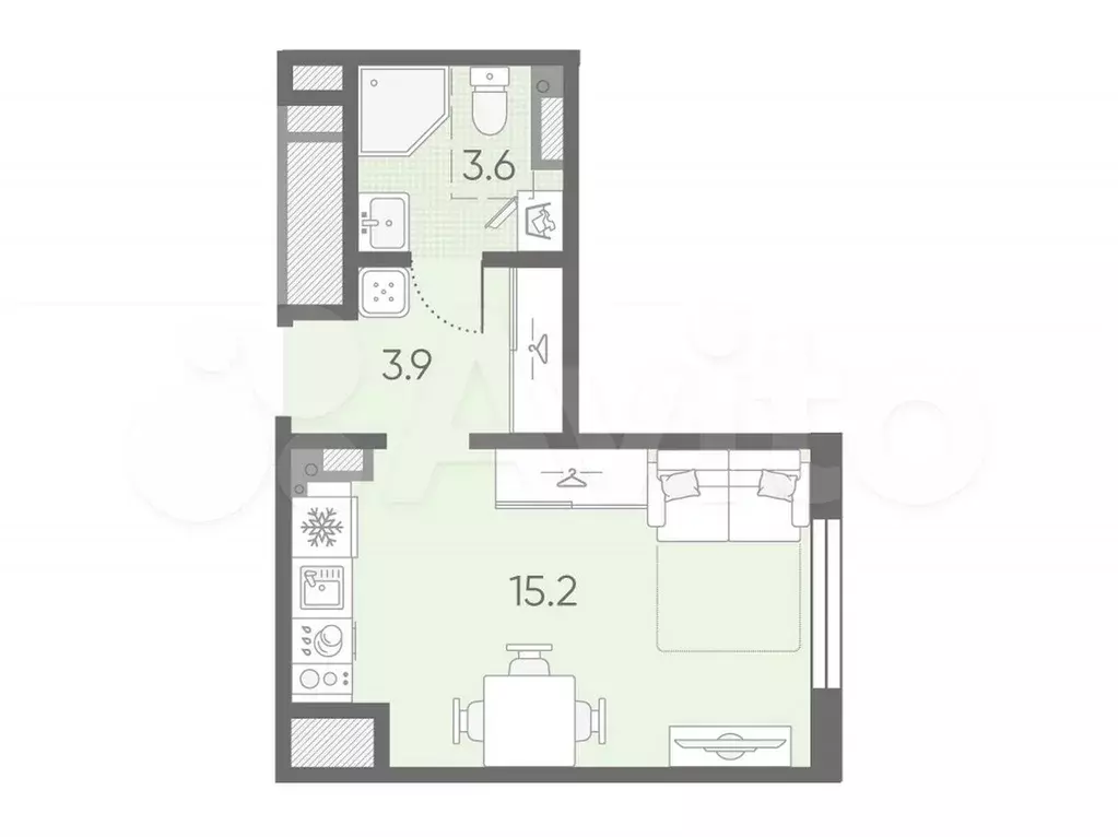 Квартира-студия, 22,7 м, 3/4 эт. - Фото 0