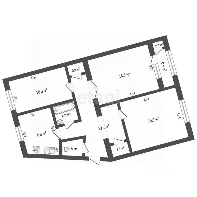 3-к кв. Севастополь ул. Хрусталева, 137 (65.4 м) - Фото 2