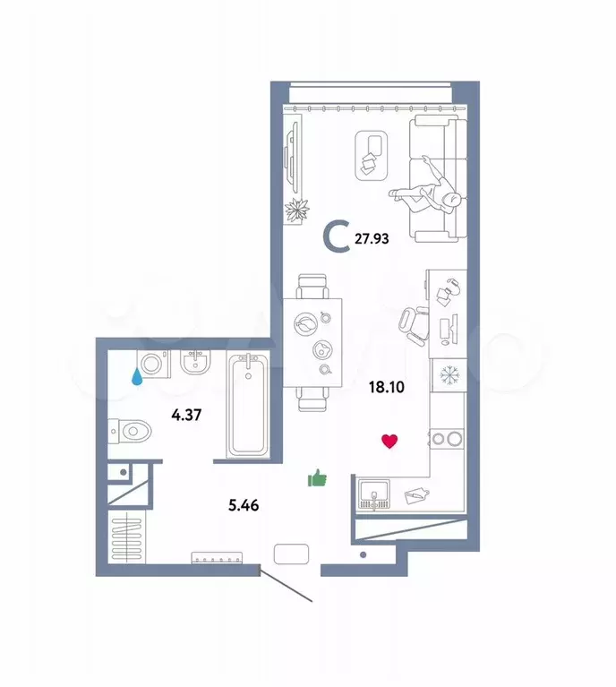 Квартира-студия, 28 м, 25/25 эт. - Фото 0