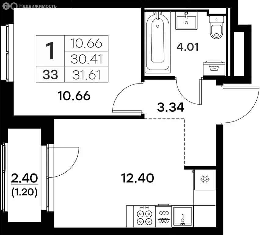 1-комнатная квартира: Владимир (31.61 м) - Фото 0