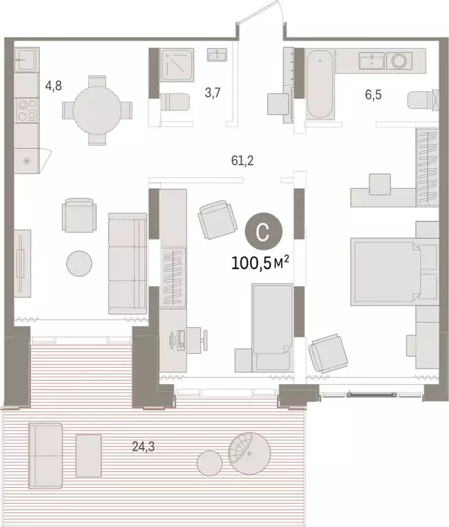 2-комнатная квартира: Тюмень, жилой комплекс Речной Порт (100.53 м) - Фото 0