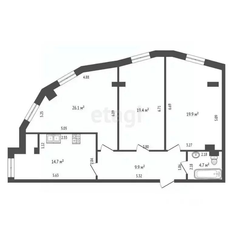 3-к кв. Краснодарский край, Новороссийск городской округ, с. Мысхако ... - Фото 1