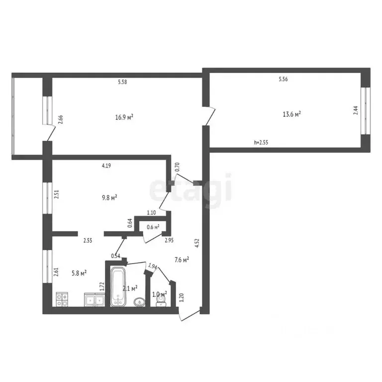 3-к кв. Архангельская область, Коряжма Архангельская ул., 19 (57.3 м) - Фото 1