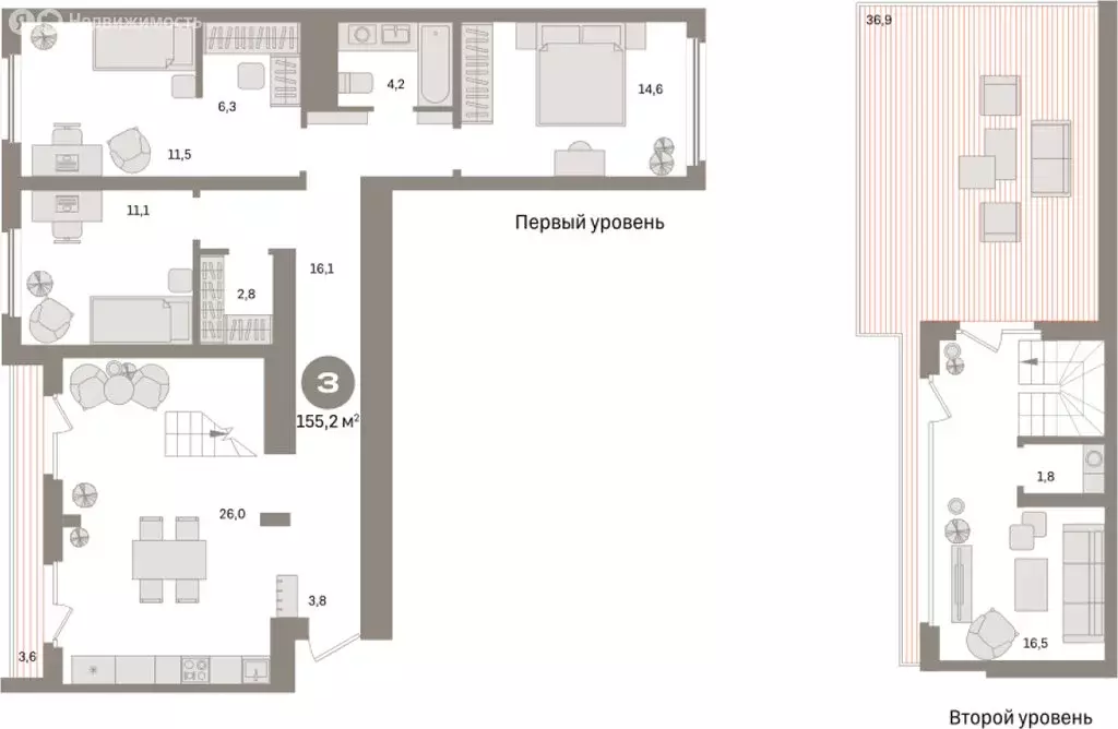 3-комнатная квартира: Екатеринбург, улица Советских Женщин (155.2 м) - Фото 1
