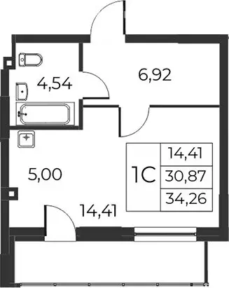 Квартира-студия: Новосибирск, улица Гоголя, 222 (34 м) - Фото 0