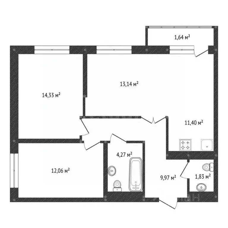 3-к кв. Башкортостан, Уфа ул. Софьи Перовской, 22 (68.64 м) - Фото 0