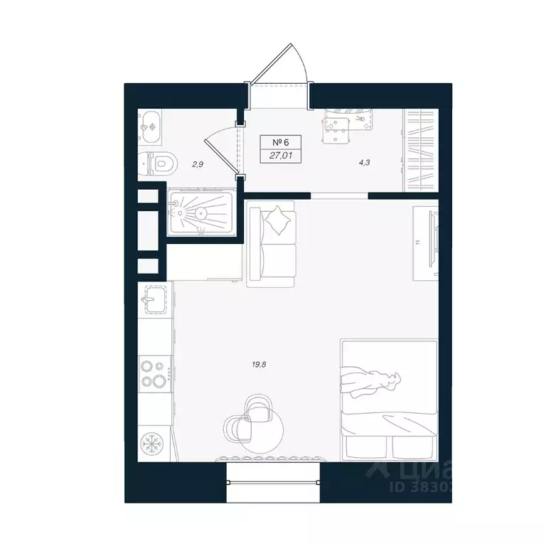 Студия Ленинградская область, Выборгский район, Рощино пгт ул. ... - Фото 1