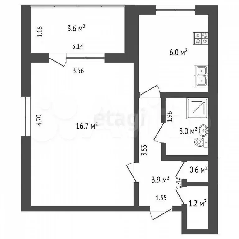 1-к. квартира, 31,4 м, 3/4 эт. - Фото 0