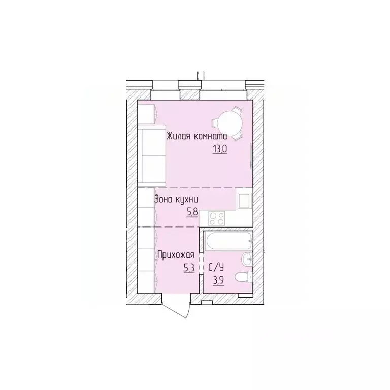 1-к кв. Алтайский край, Барнаул ВРЗ мкр, бул. 9 Января (28.0 м) - Фото 1