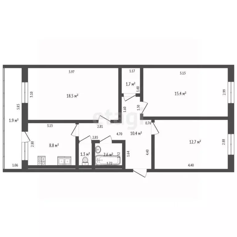 3-к кв. Калининградская область, Калининград Красносельская ул., 67Б ... - Фото 2