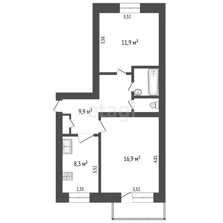 2-комнатная квартира: Троицк, Советская улица, 37Б (50.6 м) - Фото 1