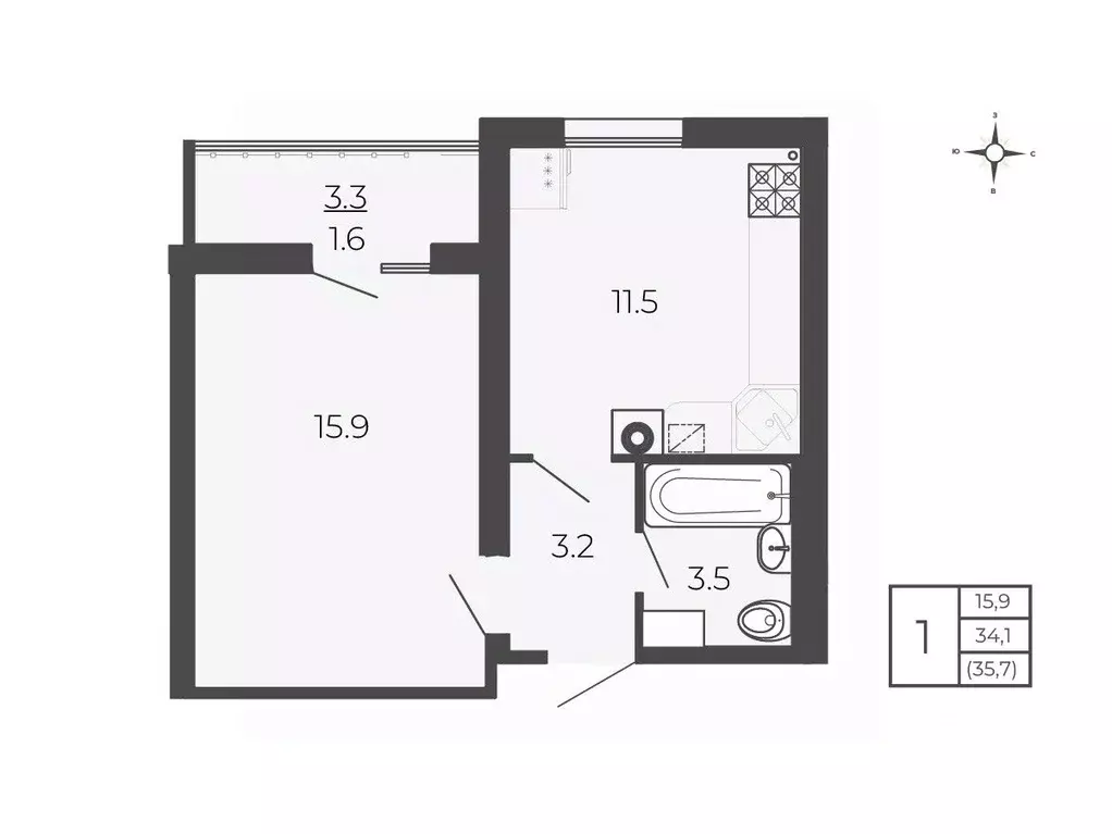1-к кв. Московская область, Волоколамск проезд 2-й Шаховской, 19 (35.7 ... - Фото 1