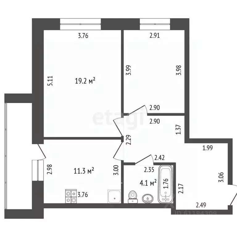 2-к кв. Мордовия, Саранск ш. Северо-Восточное, 47 (59.9 м) - Фото 0