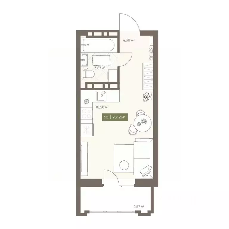 Студия Кемеровская область, Кемерово Московский просп., 23А (26.12 м) - Фото 1