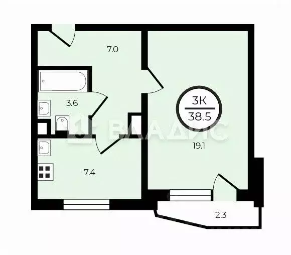 1-к кв. Москва Внуковское поселение, ул. Самуила Маршака, 23 (38.8 м) - Фото 2