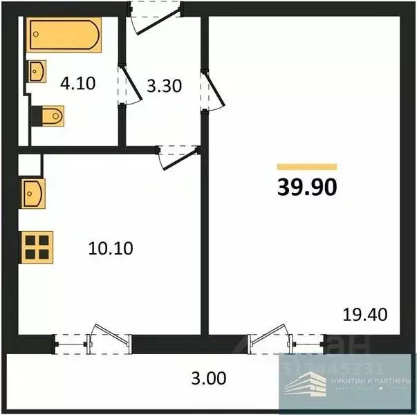 1-к кв. Воронежская область, Воронеж ул. Пескова, 3 (39.9 м) - Фото 0