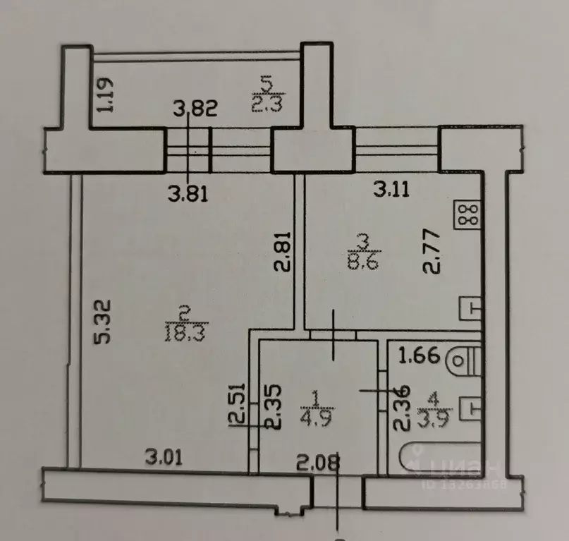 1-к кв. Вологодская область, Череповец ул. Годовикова, 2 (35.7 м) - Фото 1