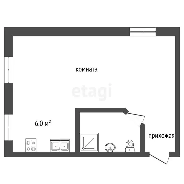 Квартира-студия: посёлок Зимёнки, улица Мира, 1 (29 м) - Фото 1