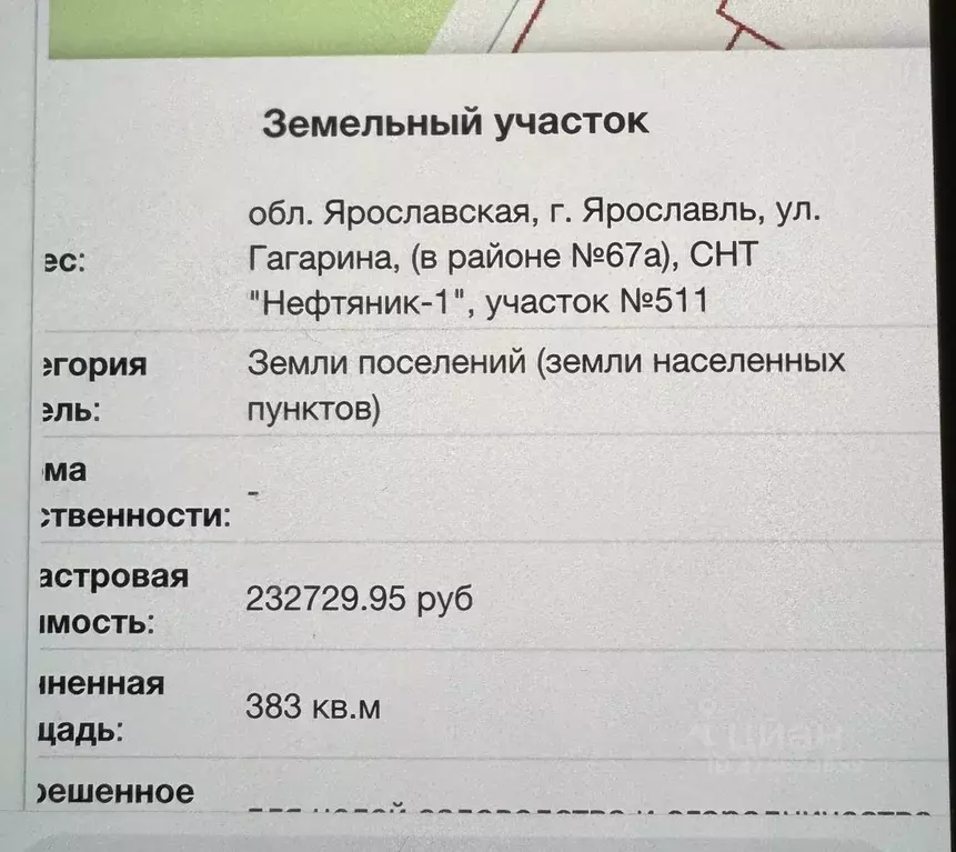 Участок в Ярославская область, Ярославль Нефтяник-1 СНТ, ул. Гагарина ... - Фото 0