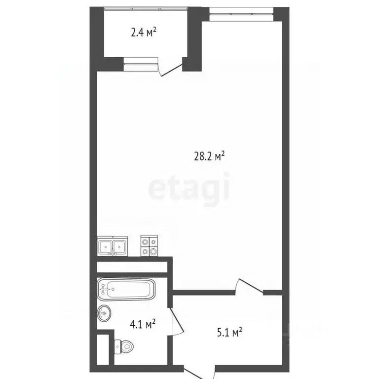 Студия Московская область, Одинцово ул. Белорусская, 10 (37.1 м) - Фото 2
