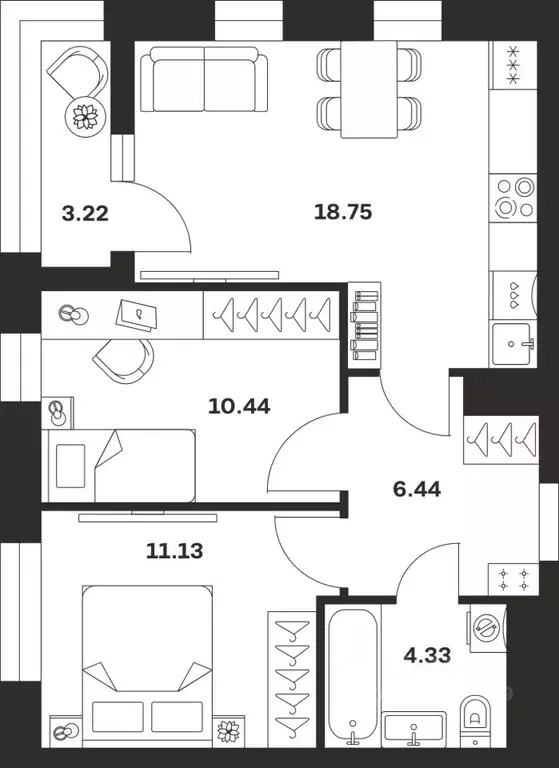 2-к кв. Тульская область, Тула городской округ, с. Осиновая Гора ул. ... - Фото 1