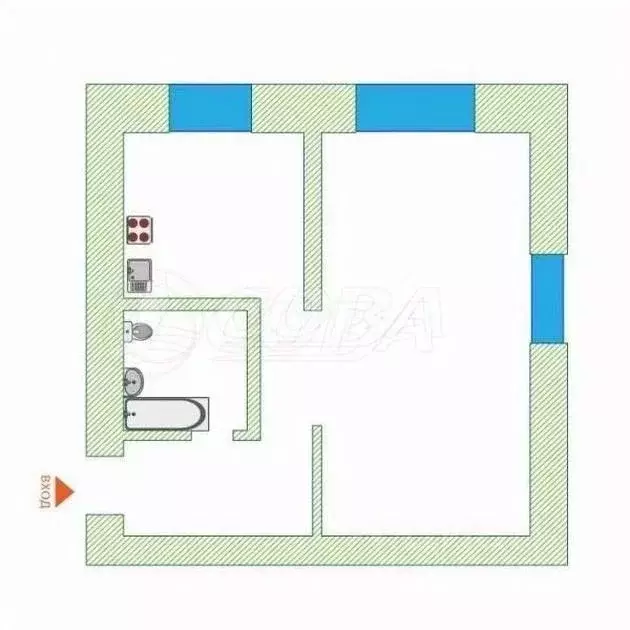 1-к кв. Тюменская область, Тюмень ул. Коммунаров, 4 (32.2 м) - Фото 2