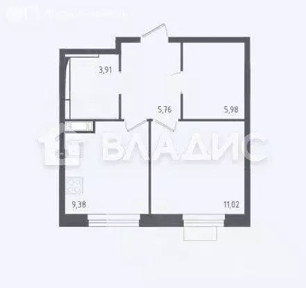 1-комнатная квартира: деревня Юрлово, к1/2 (36.05 м) - Фото 1