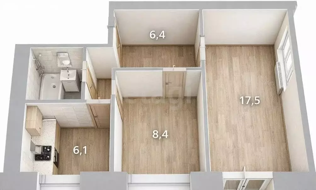 2-комнатная квартира: Ижевск, улица Дзержинского, 81 (41.4 м) - Фото 1