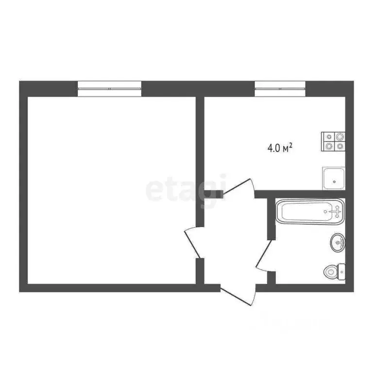 1-к кв. Коми, Усинск Парковая ул., 5А (28.1 м) - Фото 1