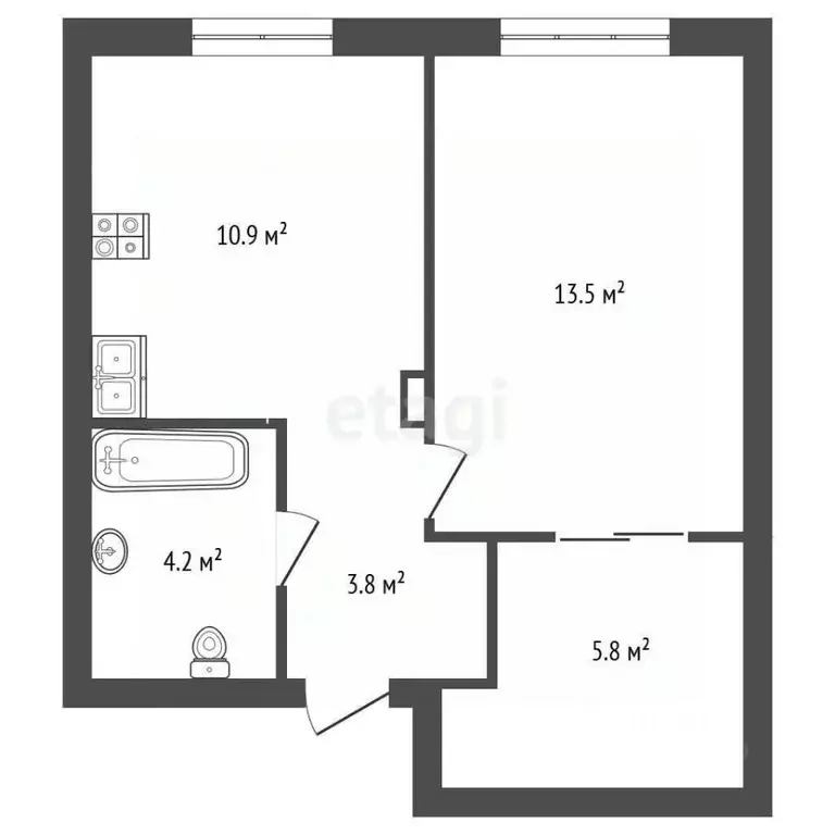 1-к кв. Тюменская область, Тюмень ул. Республики, 204к11 (38.2 м) - Фото 2