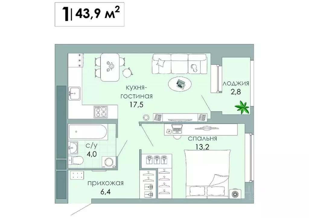 1-к кв. Тверская область, Тверь Южный мкр,  (43.9 м) - Фото 1