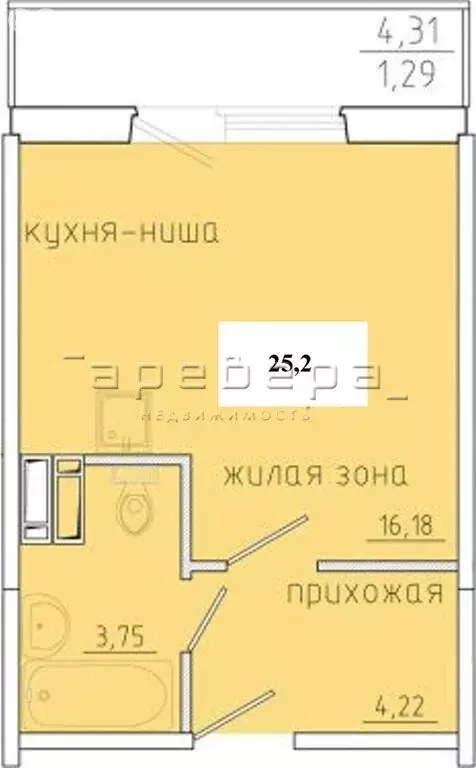 Квартира-студия: Красноярск, Караульная улица, 82 (25 м) - Фото 1