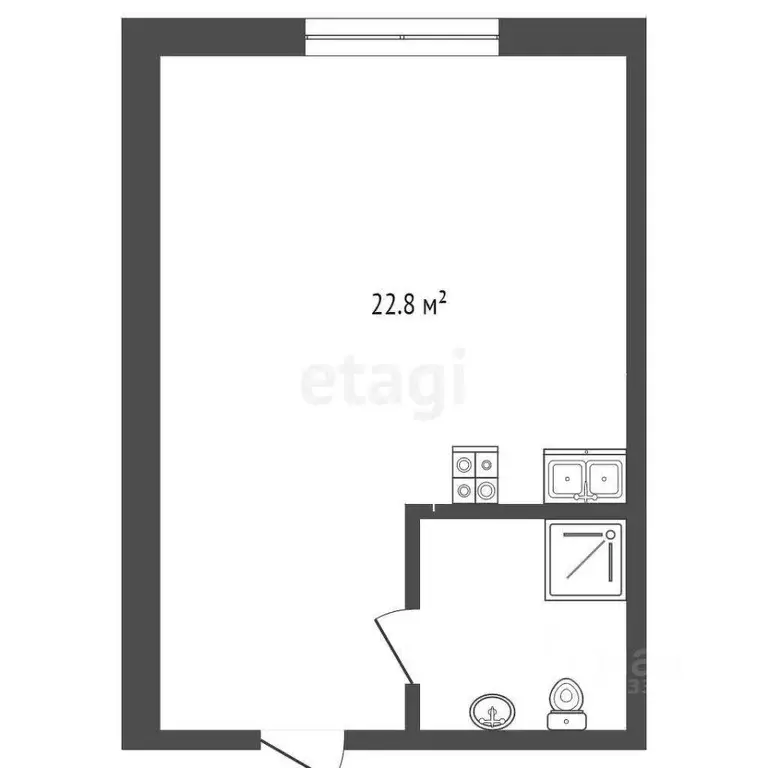 Студия Тюменская область, Тюмень Одесская ул., 3с1 (25.5 м) - Фото 0