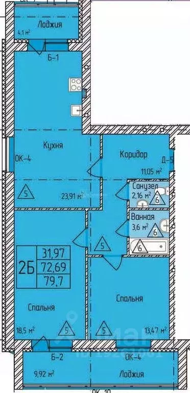 2-к кв. Владимирская область, Ковров ул. Горького, 1 (79.0 м) - Фото 1