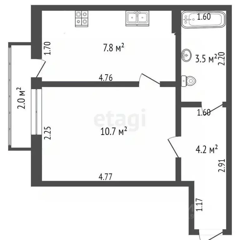 1-к кв. Калининградская область, Гурьевский муниципальный округ, пос. ... - Фото 2