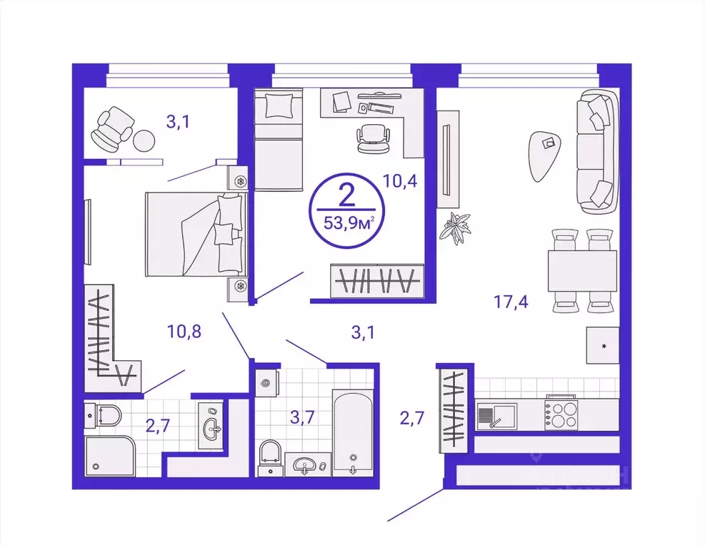 2-к кв. Свердловская область, Екатеринбург Уктус жилрайон, Астон ... - Фото 1