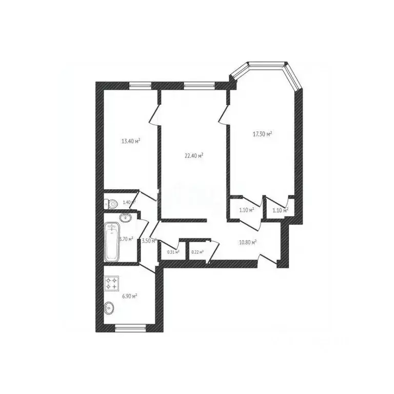 3-к кв. Брянская область, Брянск ул. Ульянова, 130 (83.7 м) - Фото 1