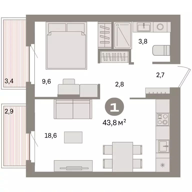 1-комнатная квартира: Екатеринбург, жилой район Сортировочный, ... - Фото 2